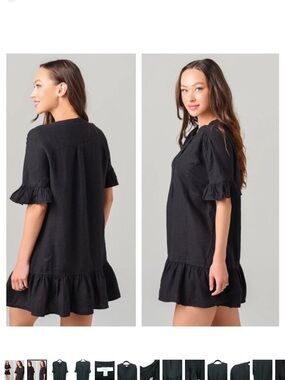 Joie Brandt 100% Linen Ruffled Relaxed Fit
Mini Dress M Black